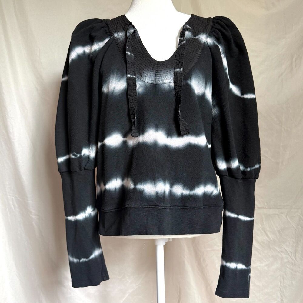 Ulla Johnson tie dye puff sleeve sweatshirt womens XXL black heavyweight boho